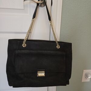 Kate Spade Grey Suede Shoulder Bag with Gold Chain